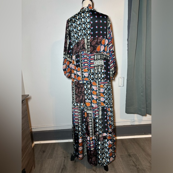 Me 2 magic patchwork-style paisley and floral prints Bohemian maxi dress size 2X - Picture 3 of 5